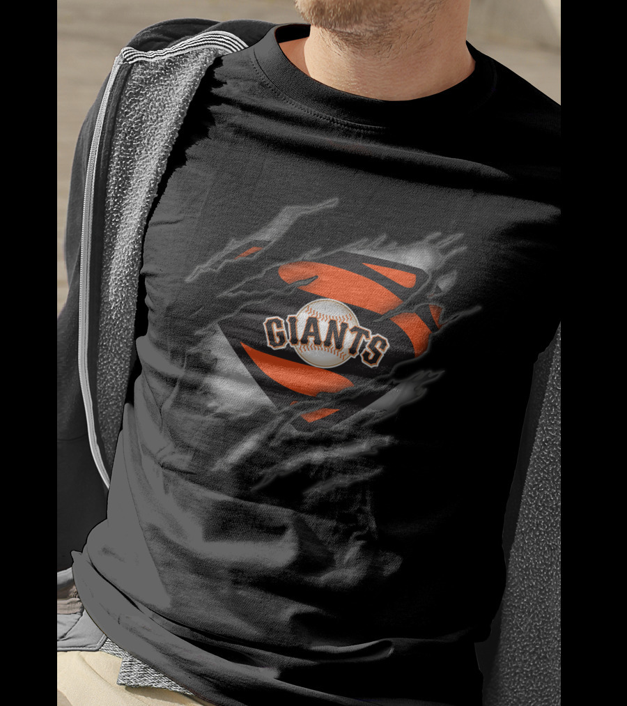 San Francisco Giants Baseball Logo Tear Superman Style T-Shirt