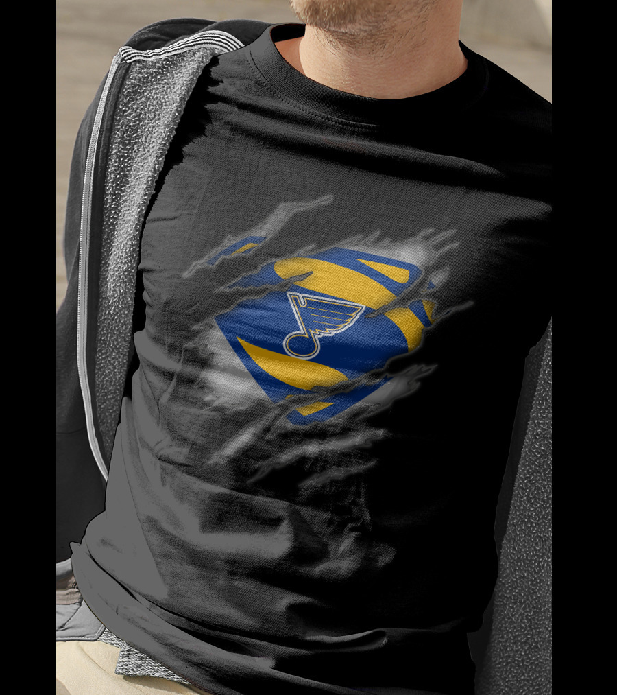St Louis Blues Logo Tear Design Superhero Style T-Shirt