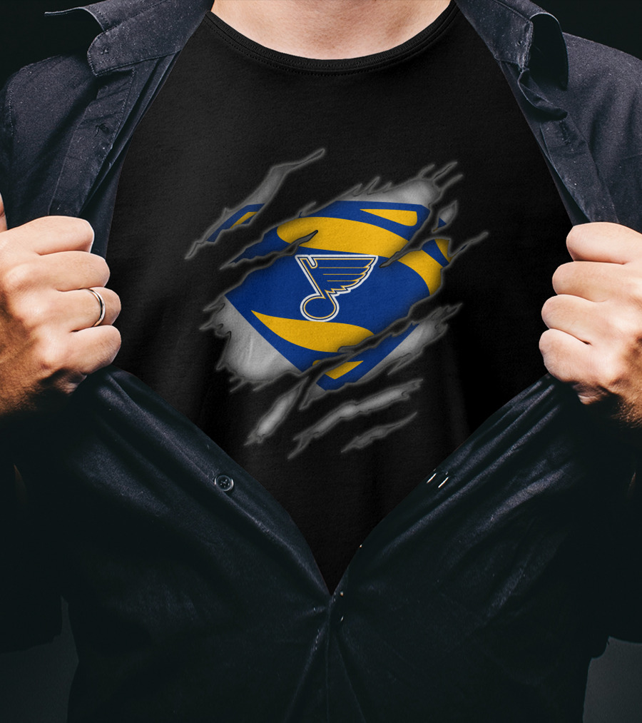 St Louis Blues Logo Tear Design Superhero Style T-Shirt