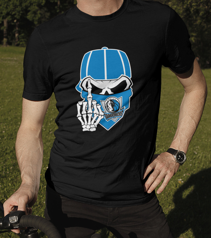 Dallas Mavericks Skull Bandana Skeleton Hand T-Shirt