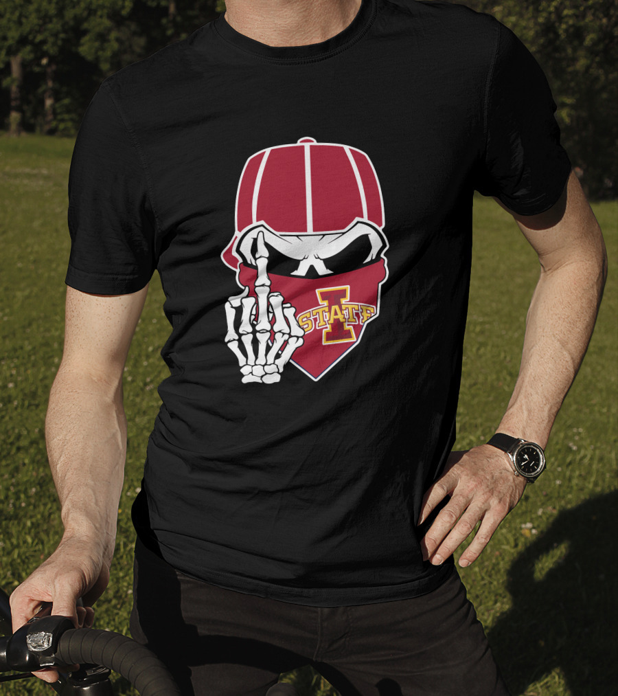 Iowa State Cyclones Skull Bandana Skeleton Hand Gesture T-Shirt