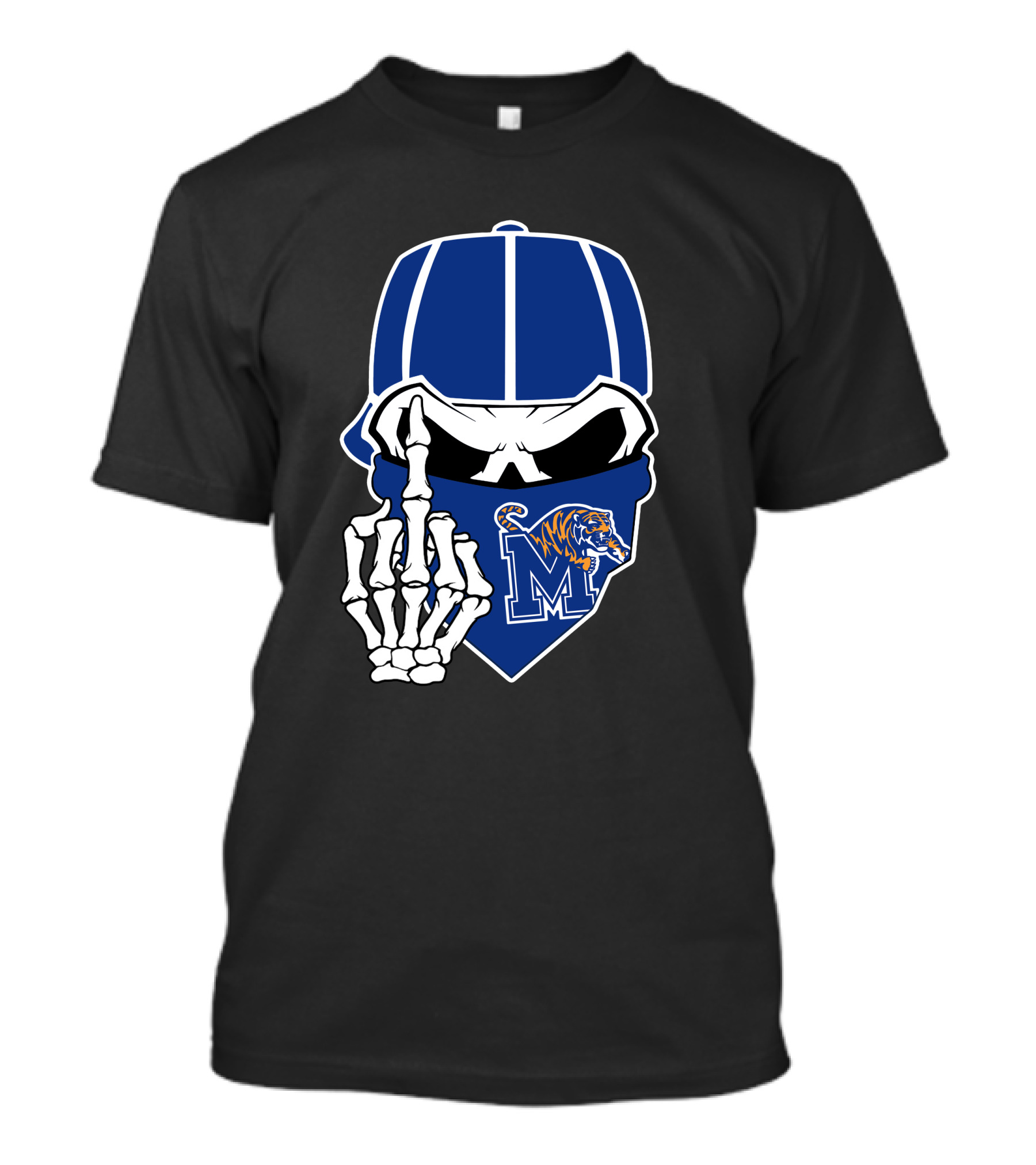 Memphis Tigers Skull Middle Finger Logo Football Team T-Shirt