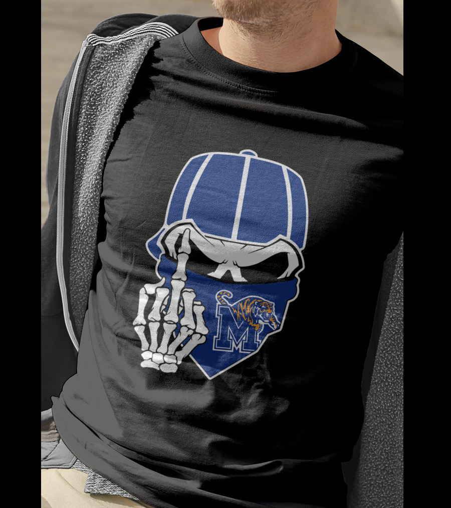 Memphis Tigers Skull Middle Finger Logo Football Team T-Shirt