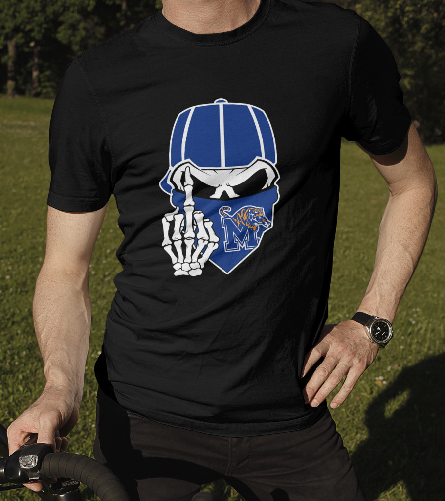 Memphis Tigers Skull Middle Finger Logo Football Team T-Shirt