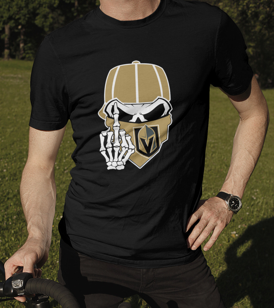 Vegas Golden Knights Skull Skeleton Middle Finger T-Shirt