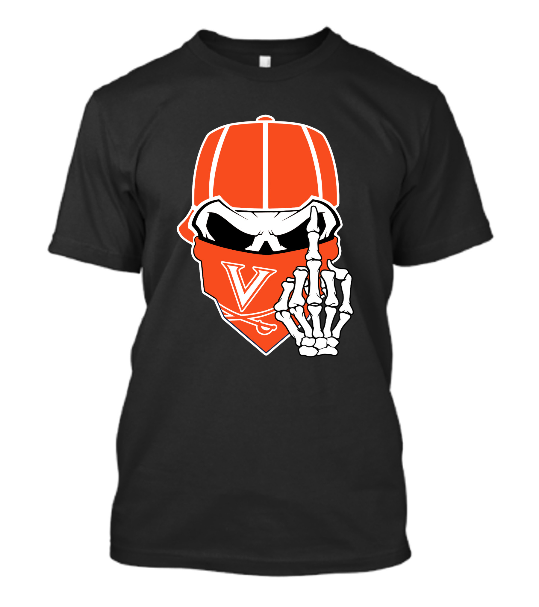 Virginia Cavaliers Skull Bandana Skeleton Gesture T-Shirt