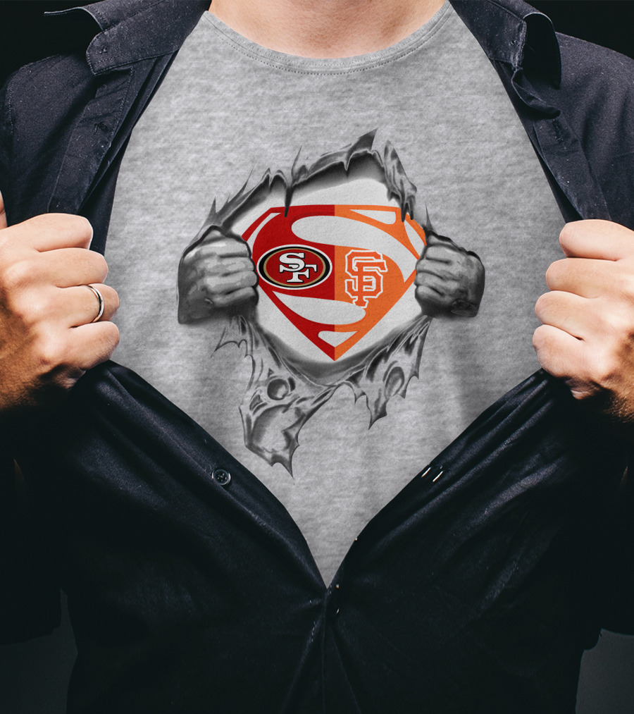 49ers Sf Giants Superman Logo Fusion T-Shirt