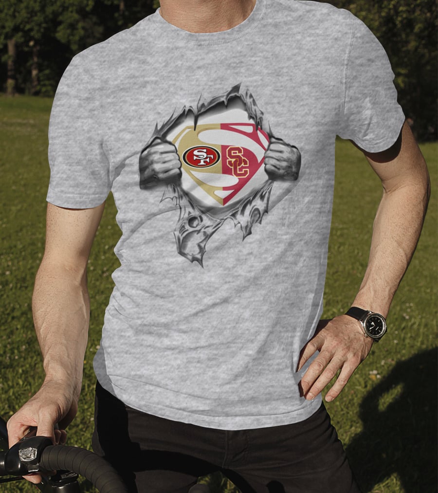 49ers Usc Trojans Superman Logo Combination T-Shirt