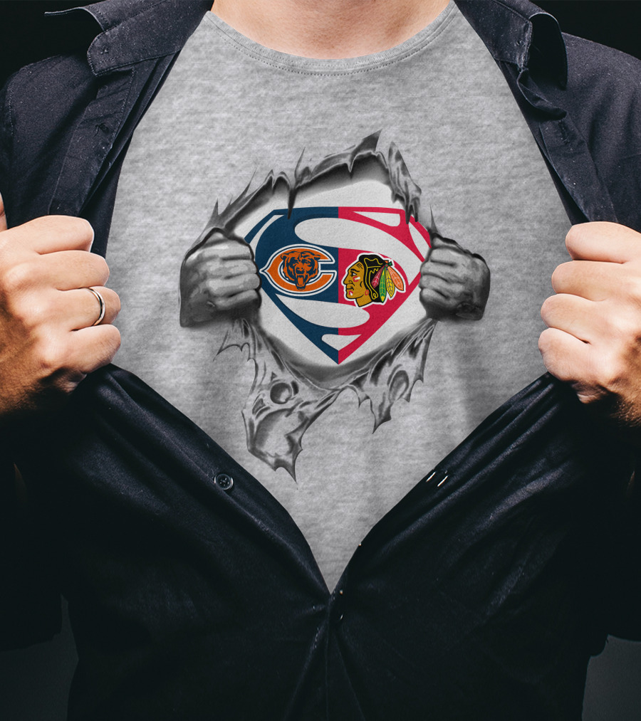 Chicago Bears Blackhawks Superman Crossover T-Shirt
