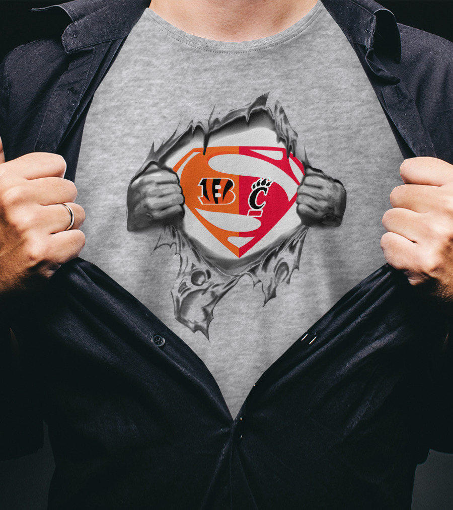 Bengals Cincinnati Bearcats Superman Logo Mashup T-Shirt