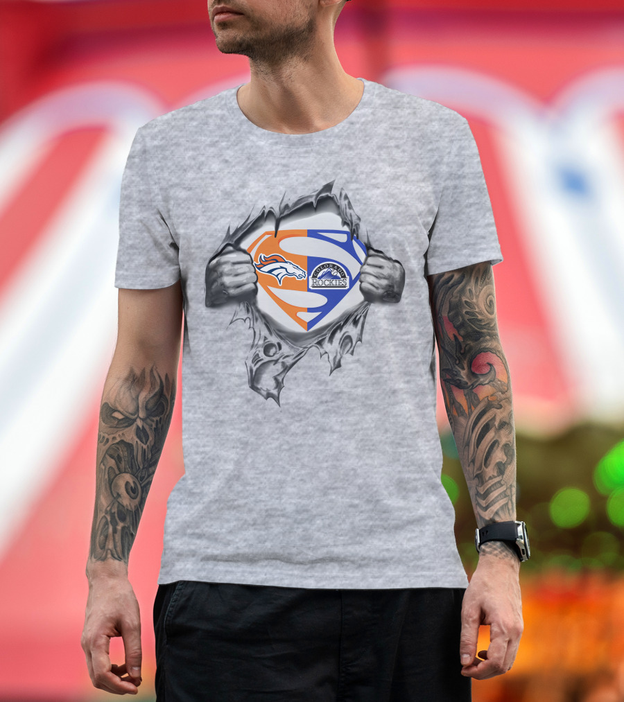 Broncos Colorado Rockies Superman Logo Fusion T-Shirt