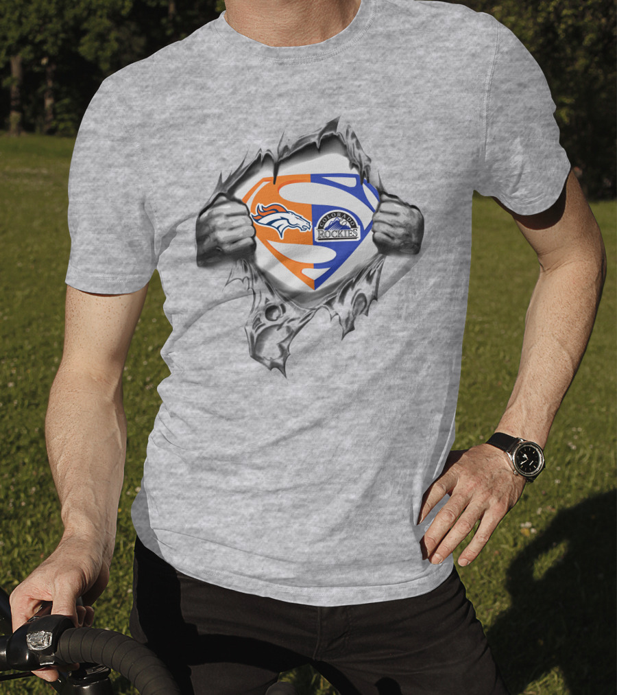 Broncos Colorado Rockies Superman Logo Fusion T-Shirt