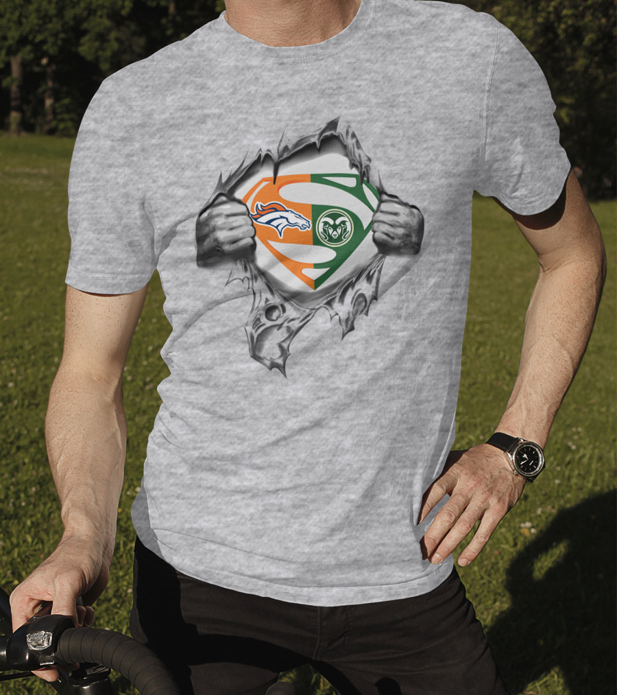 Broncos Colorado State Rams Superman Logo Crossover T-Shirt