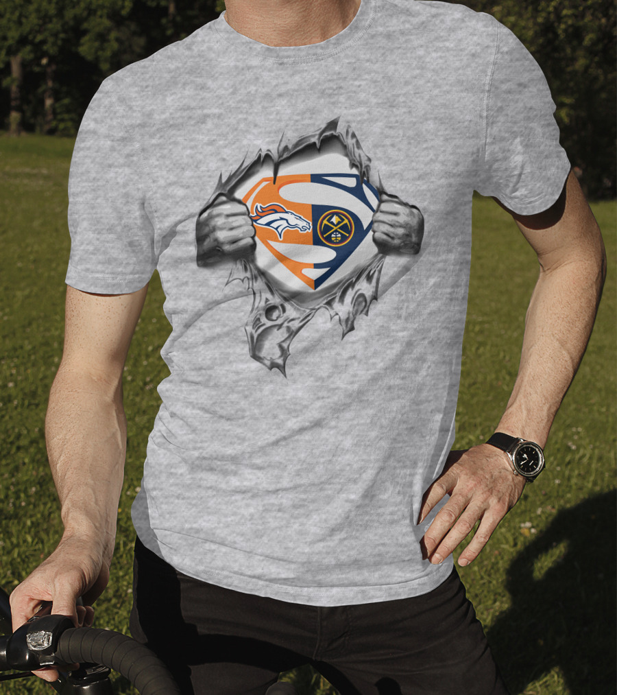 Denver Broncos Nuggets Superman Logo Mashup T-Shirt