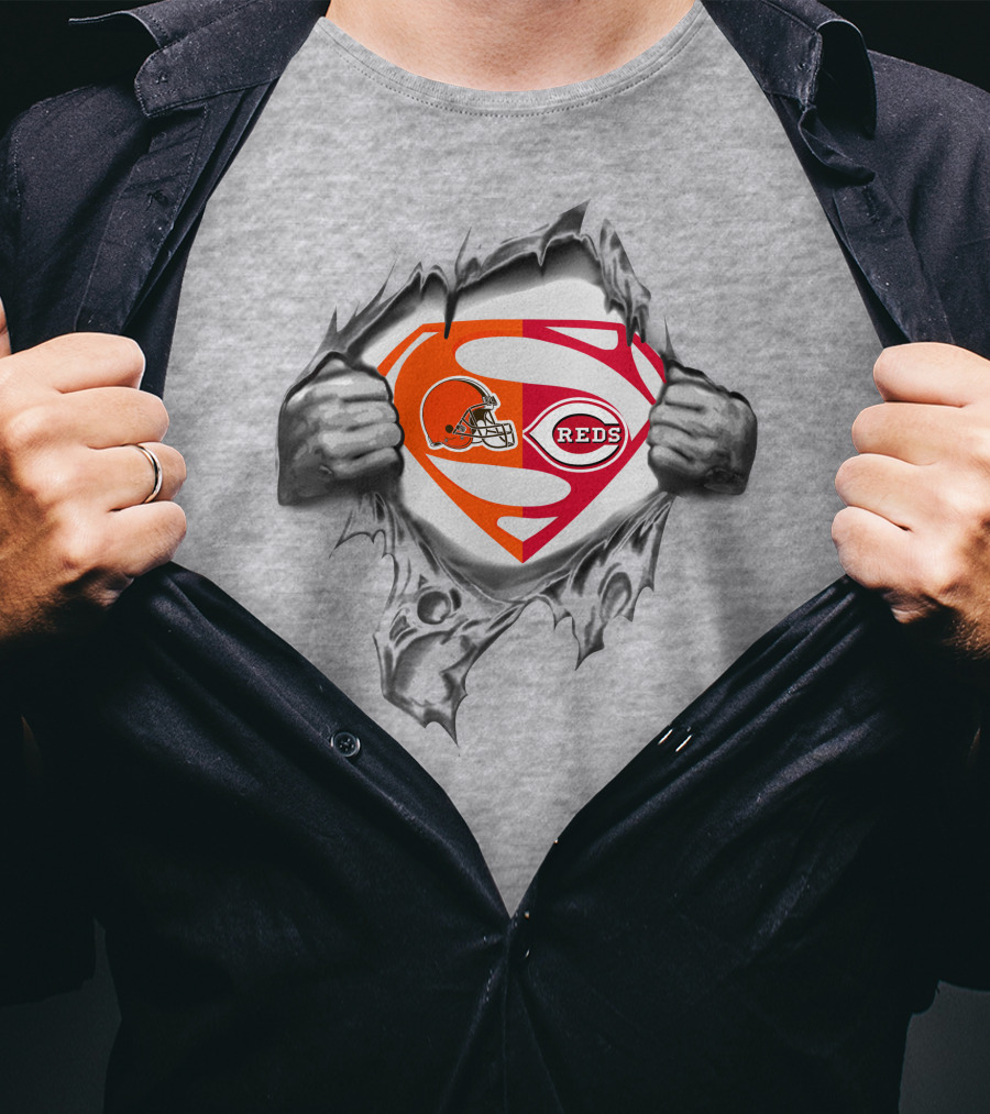 Browns Cincinnati Reds Superman Logo Mashup T-Shirt
