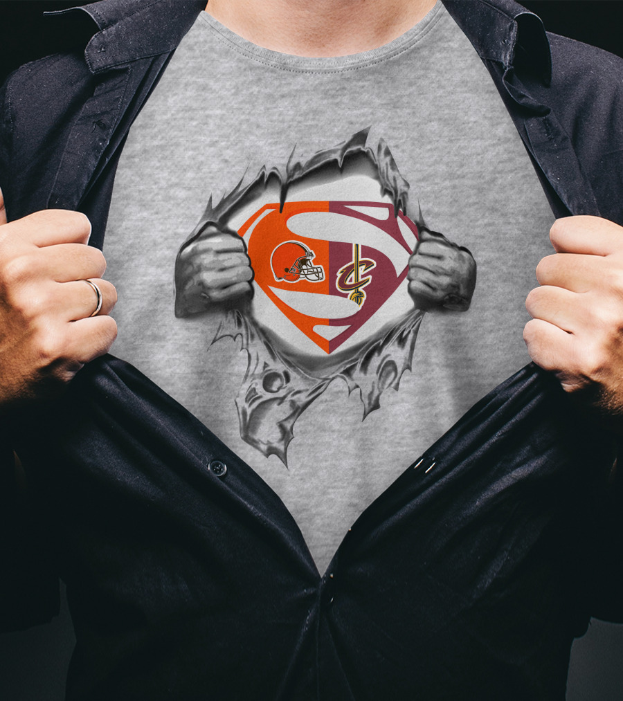Cleveland Browns Cavaliers Superman Logo Mashup T-Shirt