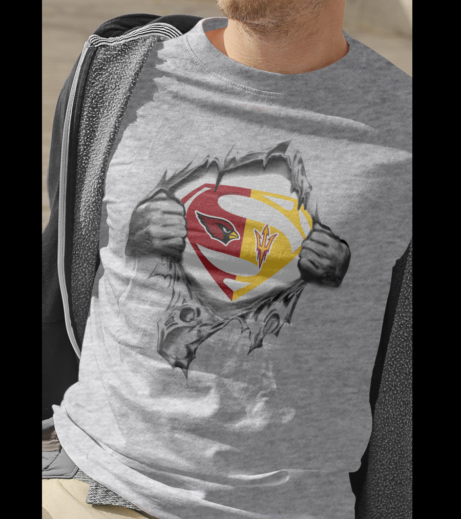 Arizona Cardinals Arizona State Sun Devils Superman Logo Fusion T-Shirt