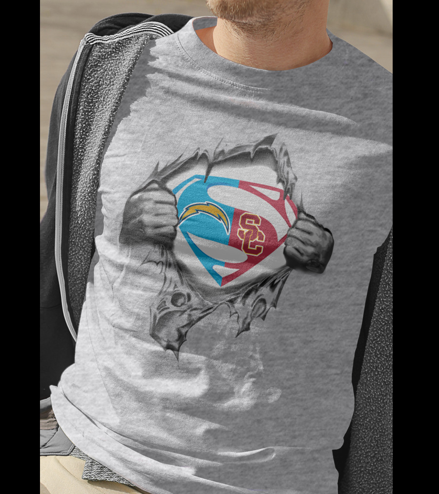 Chargers Usc Trojans Superman Symbol Burst Fusion T-Shirt