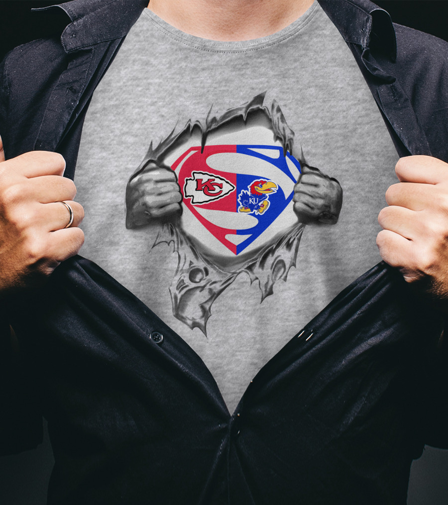 Kansas City Chiefs Kansas Jayhawks Superman Logo Combination T-Shirt