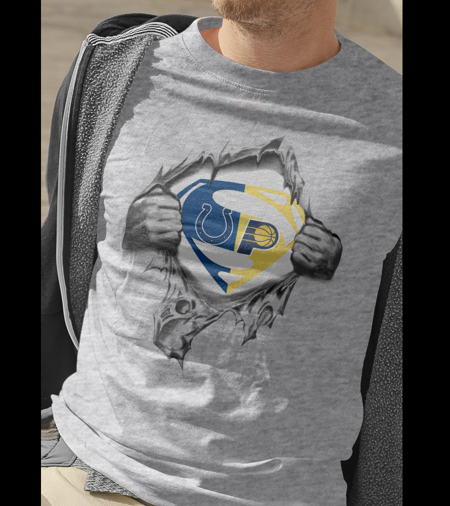 Indianapolis Colts Indiana Pacers Superman Logo Combination T-Shirt