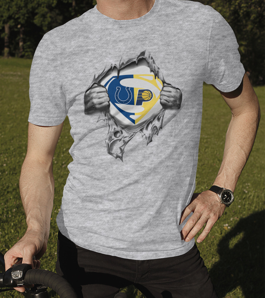 Indianapolis Colts Indiana Pacers Superman Logo Combination T-Shirt