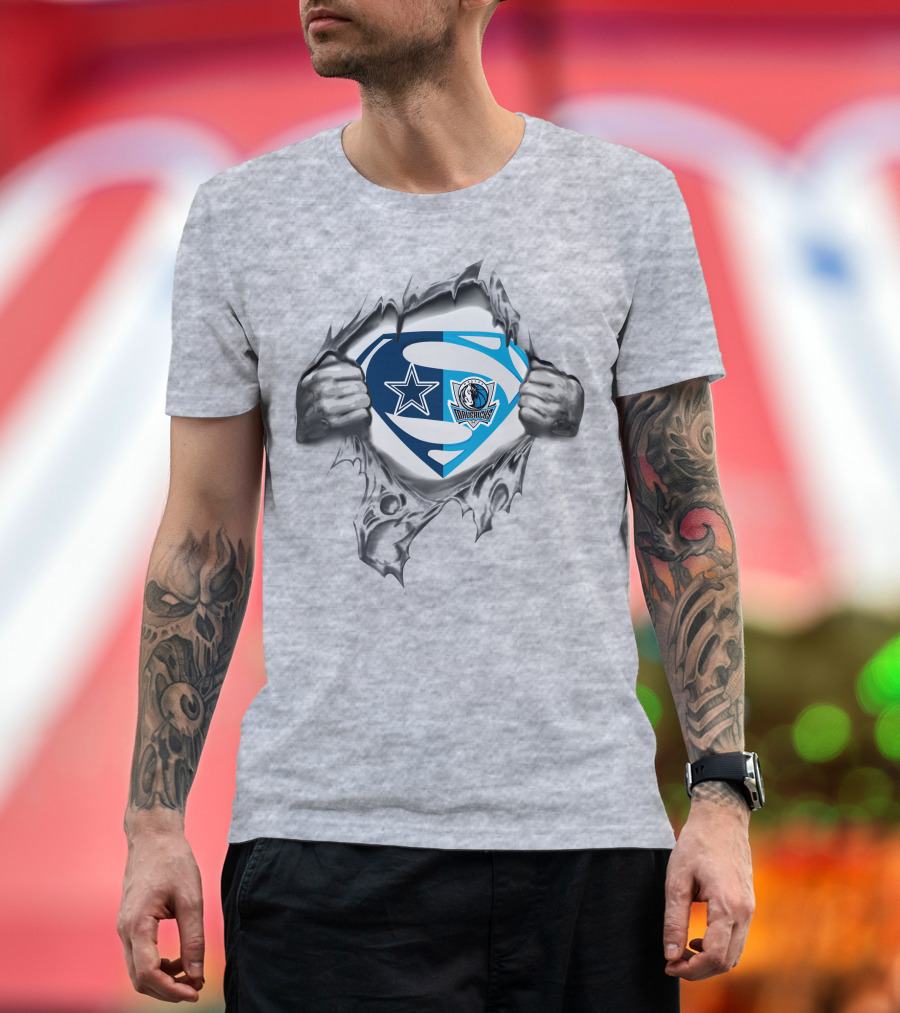 Cowboys Dallas Mavericks Superman Logo Crossover T-Shirt