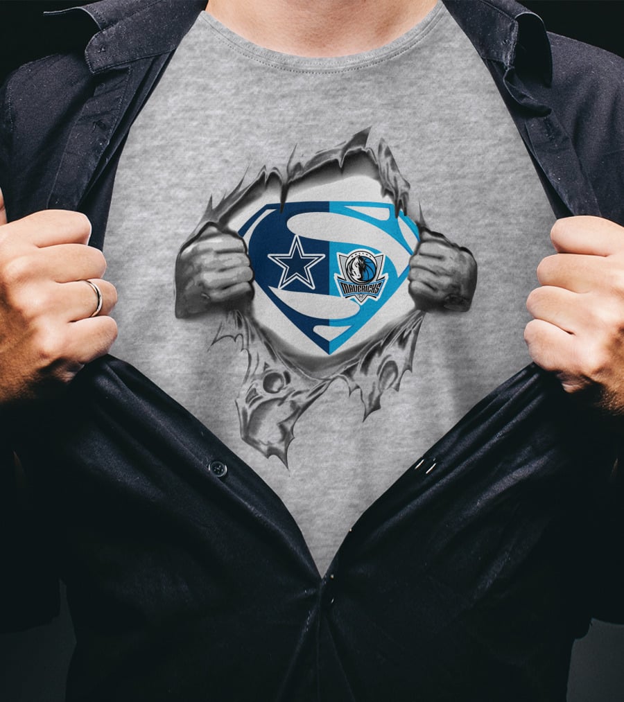 Cowboys Dallas Mavericks Superman Logo Crossover T-Shirt