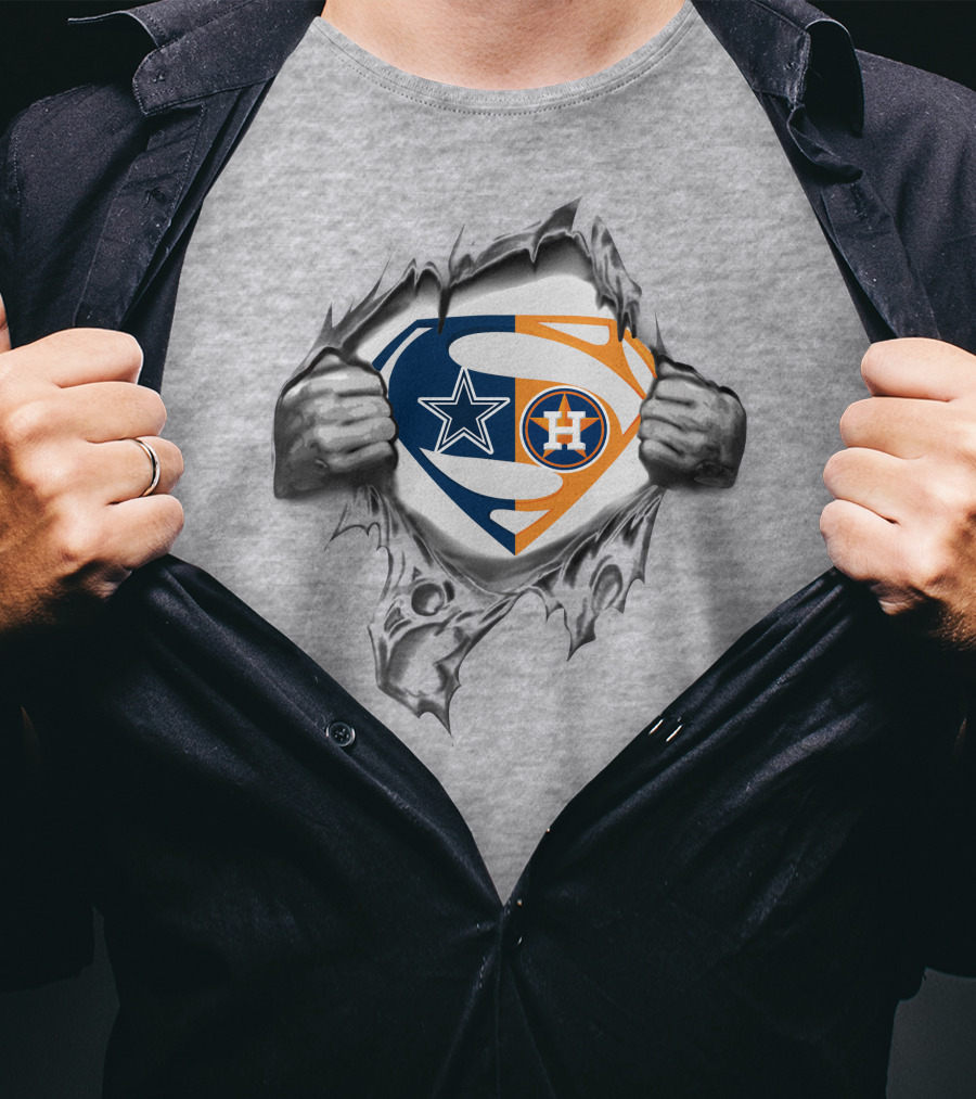 Superman Logo Crossover Dallas Cowboys Houston Astros T-Shirt