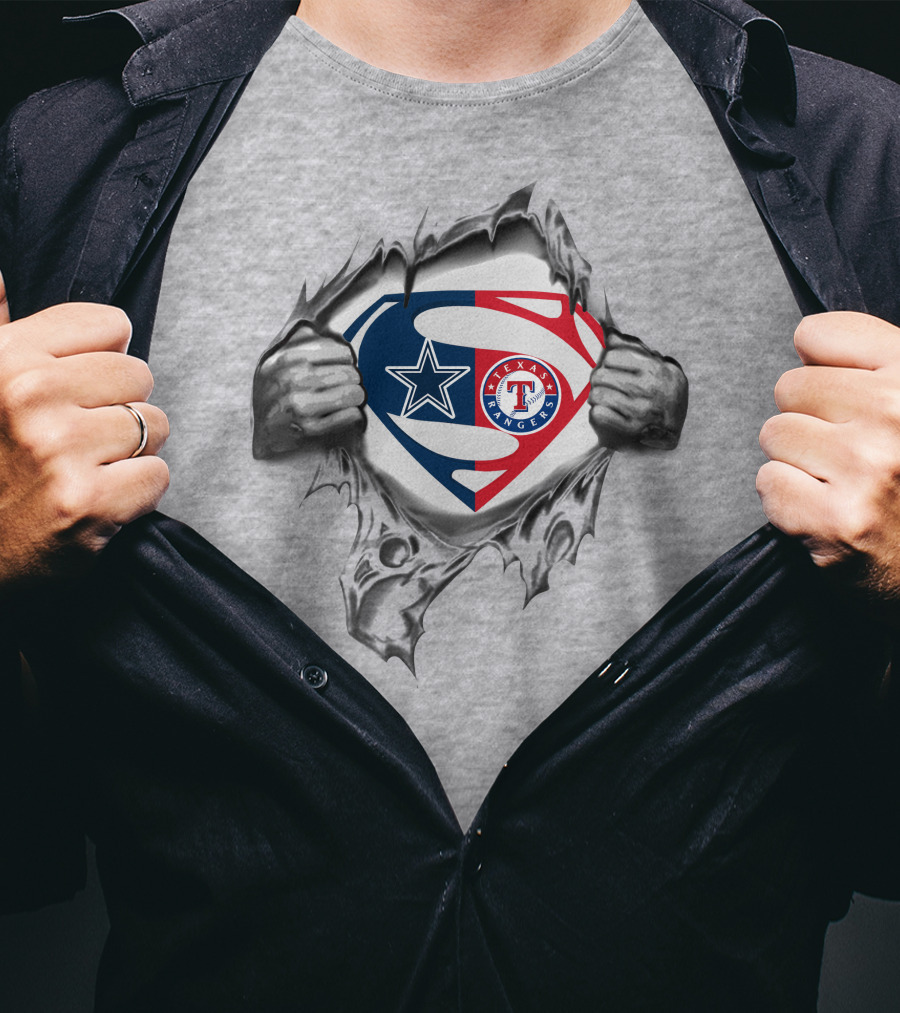 Cowboys Texas Rangers Superman Logo Fusion T-Shirt