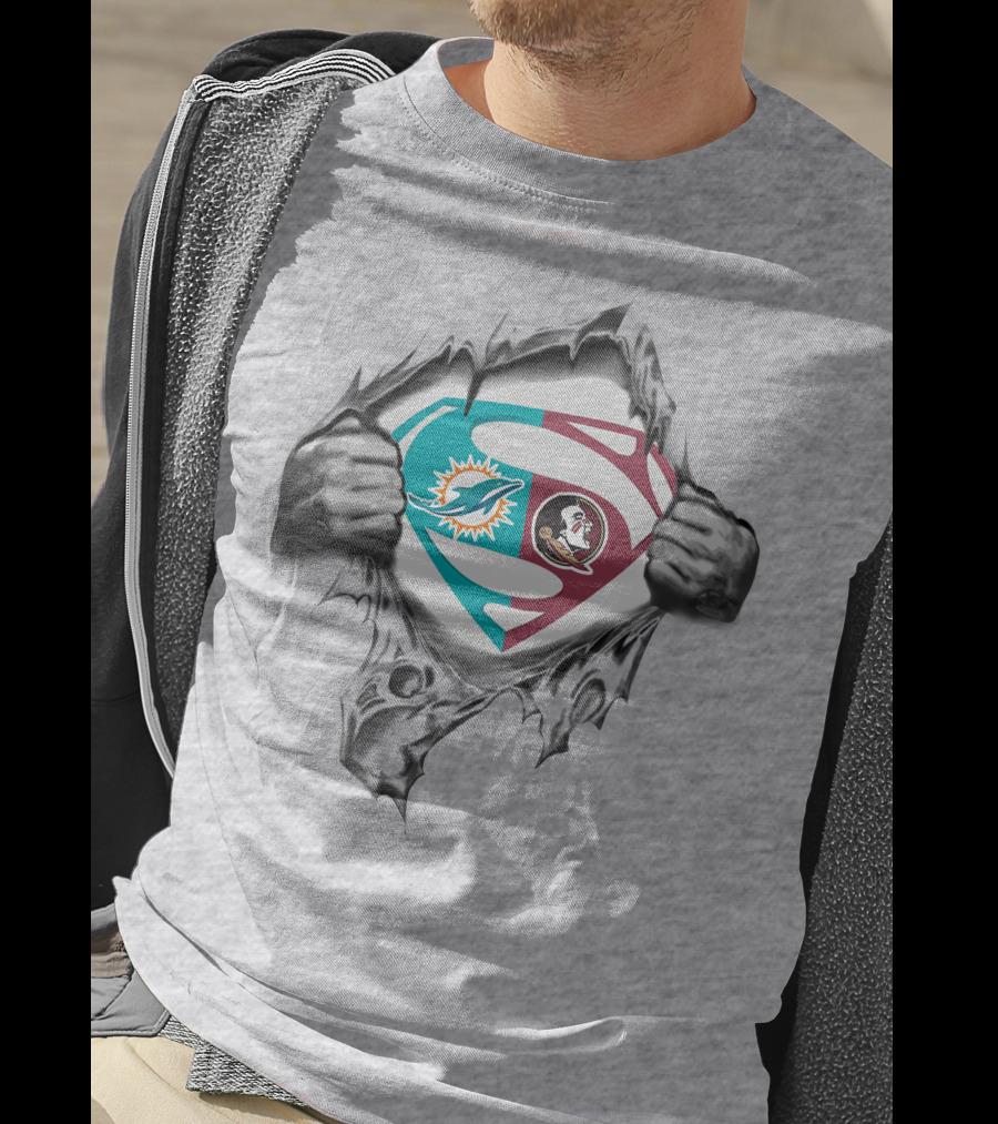 Miami Dolphins Florida State Seminoles Superman Logo Mashup T-Shirt