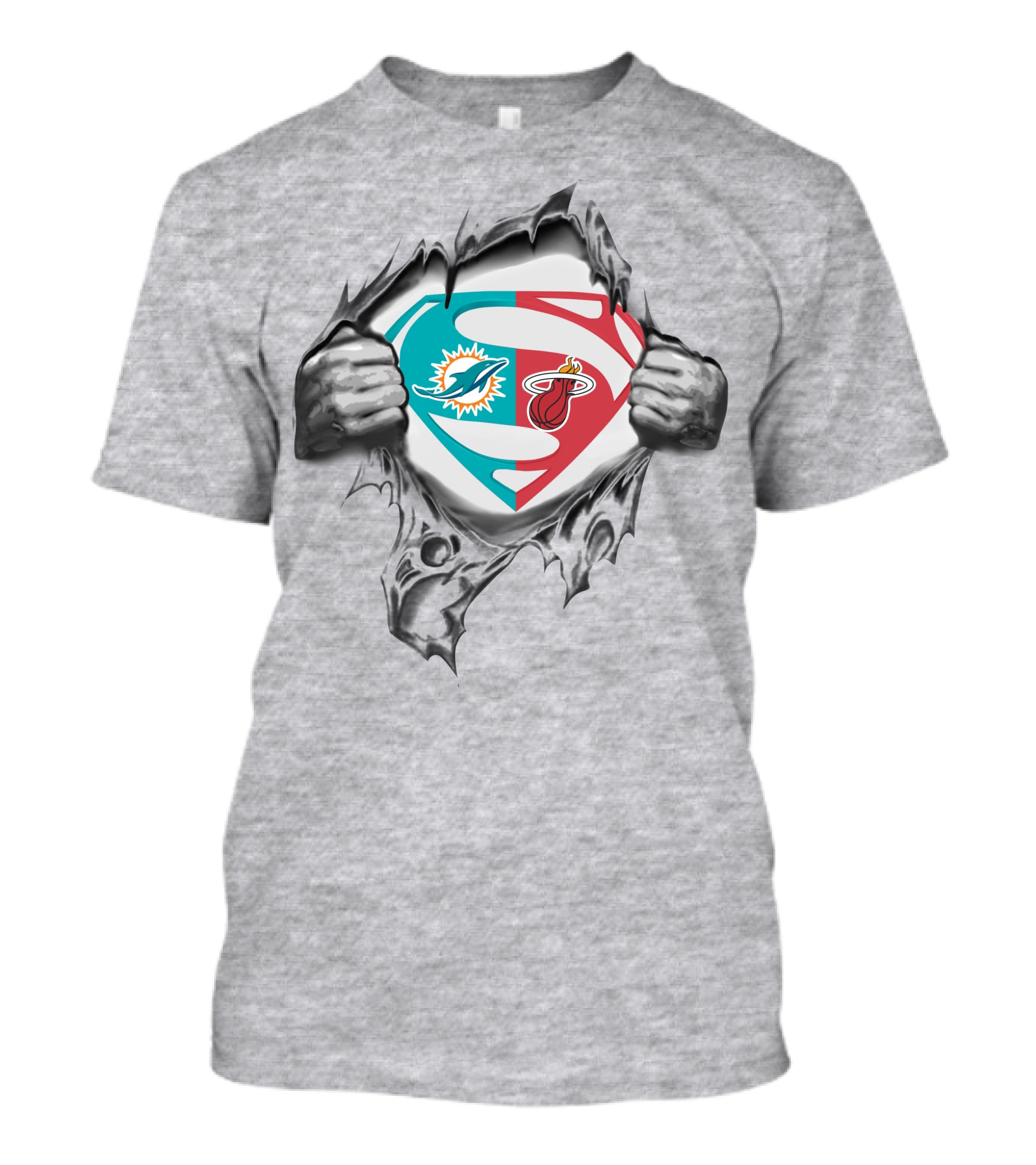Miami Dolphins And Miami Heat Superman Logo Fusion T-Shirt
