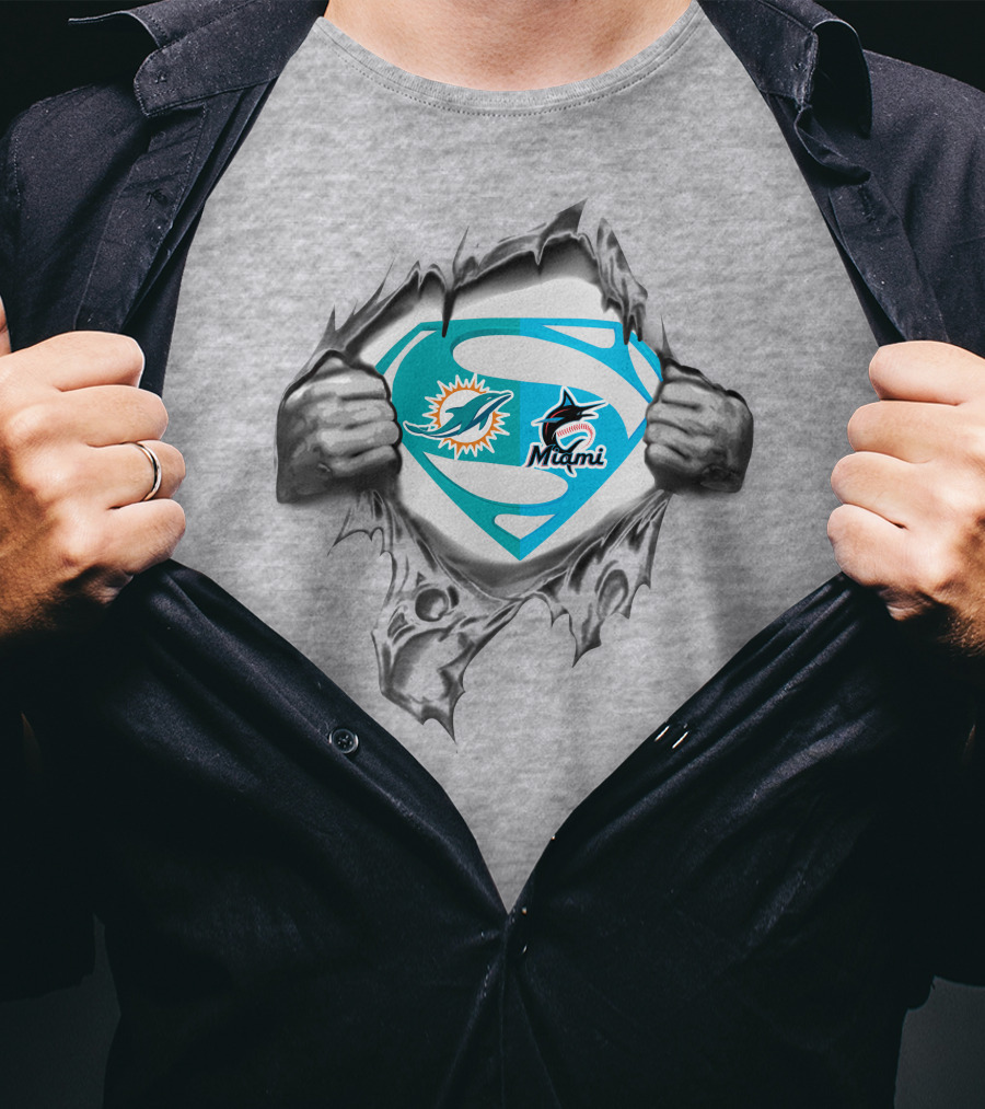 Miami Dolphins Miami Marlins Superman T-Shirt