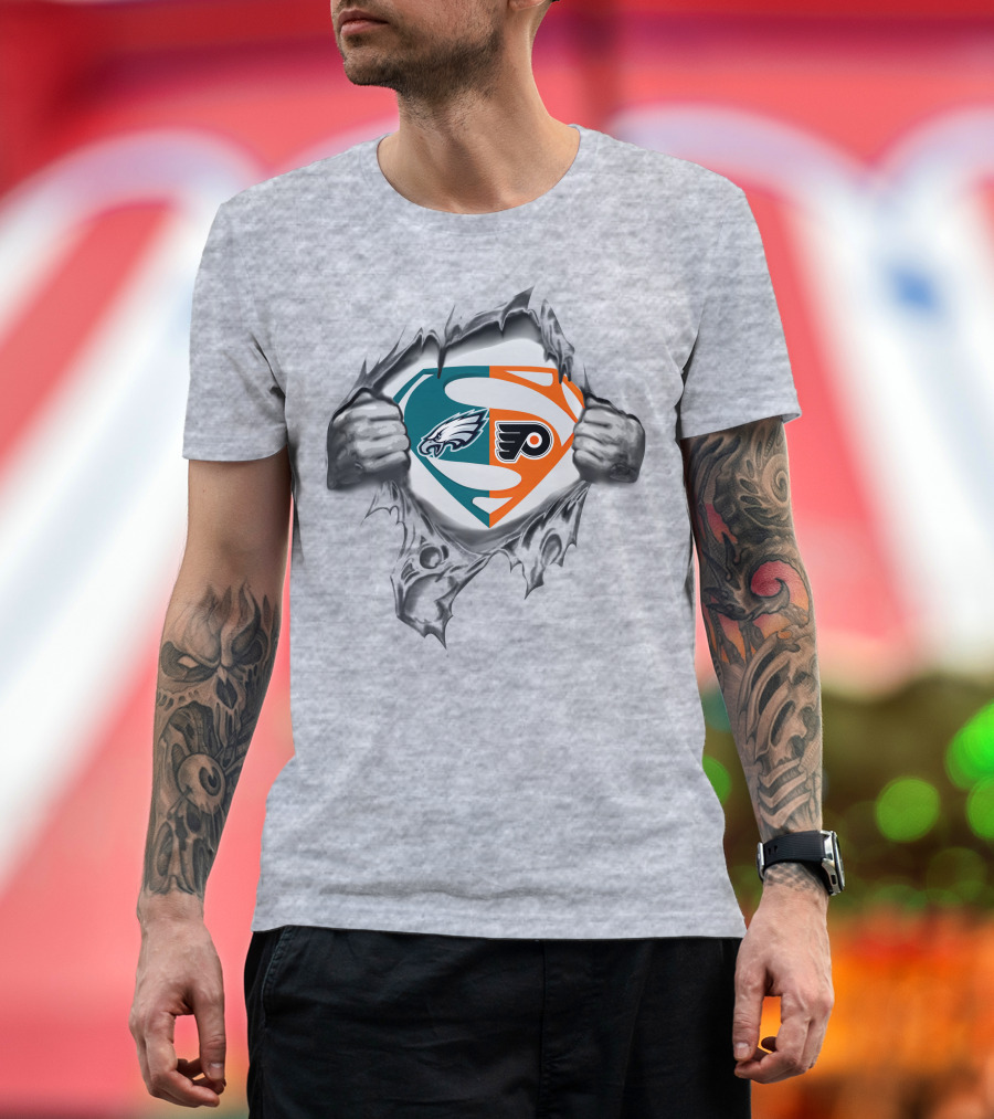 Eagles Philadelphia Flyers Superman Logo Fusion T-Shirt