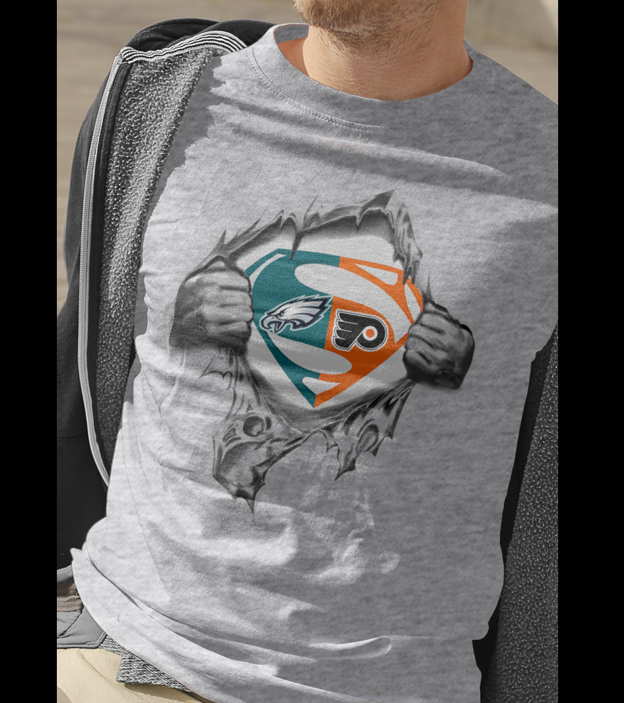 Eagles Philadelphia Flyers Superman Logo Fusion T-Shirt