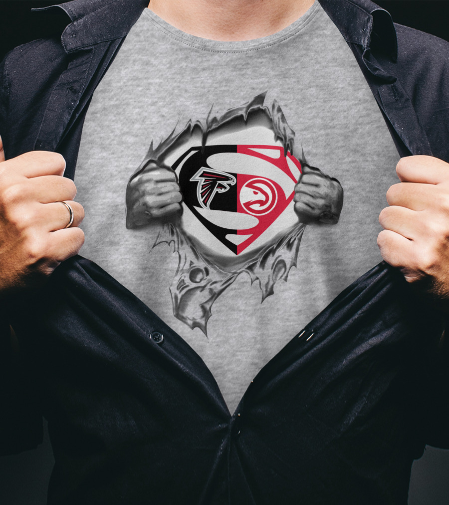 Atlanta Falcons Hawks Superman Logo Mashup T-Shirt