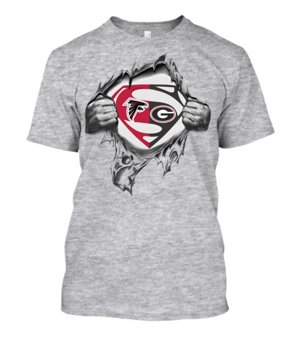 Falcons Georgia Bulldogs Superman Logo Fusion T-Shirt