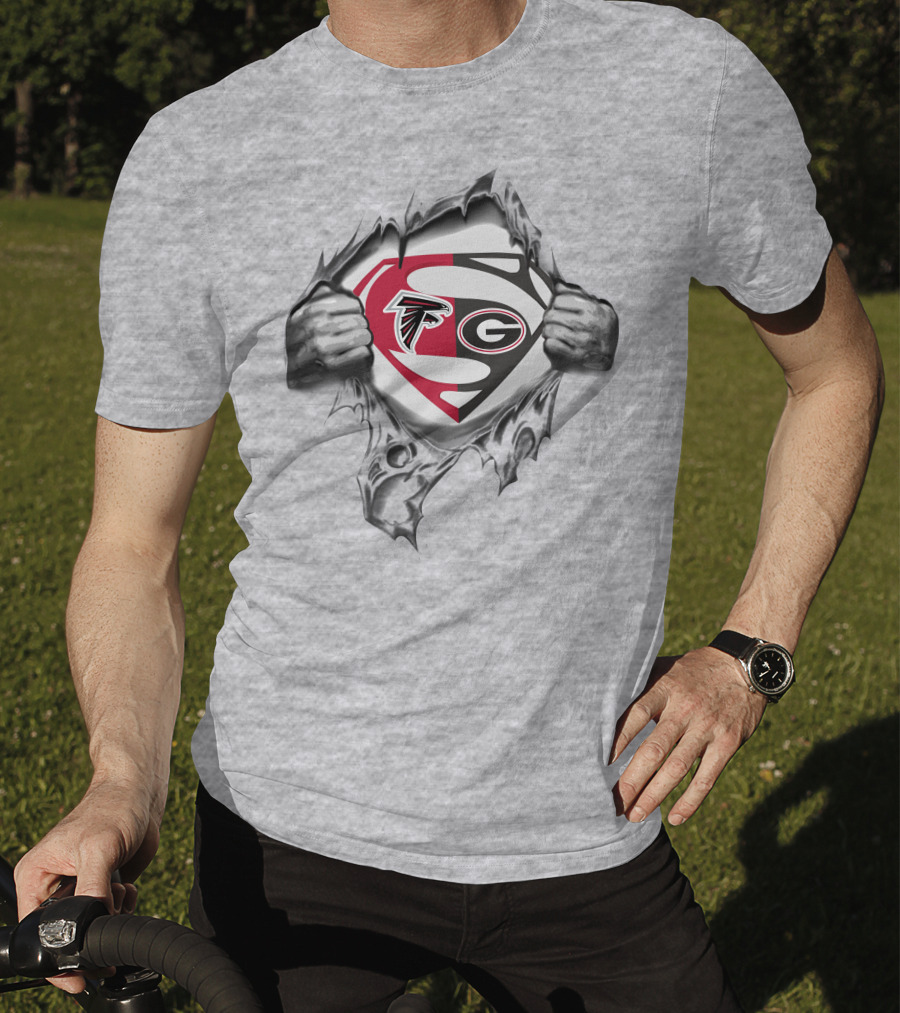 Falcons Georgia Bulldogs Superman Logo Fusion T-Shirt