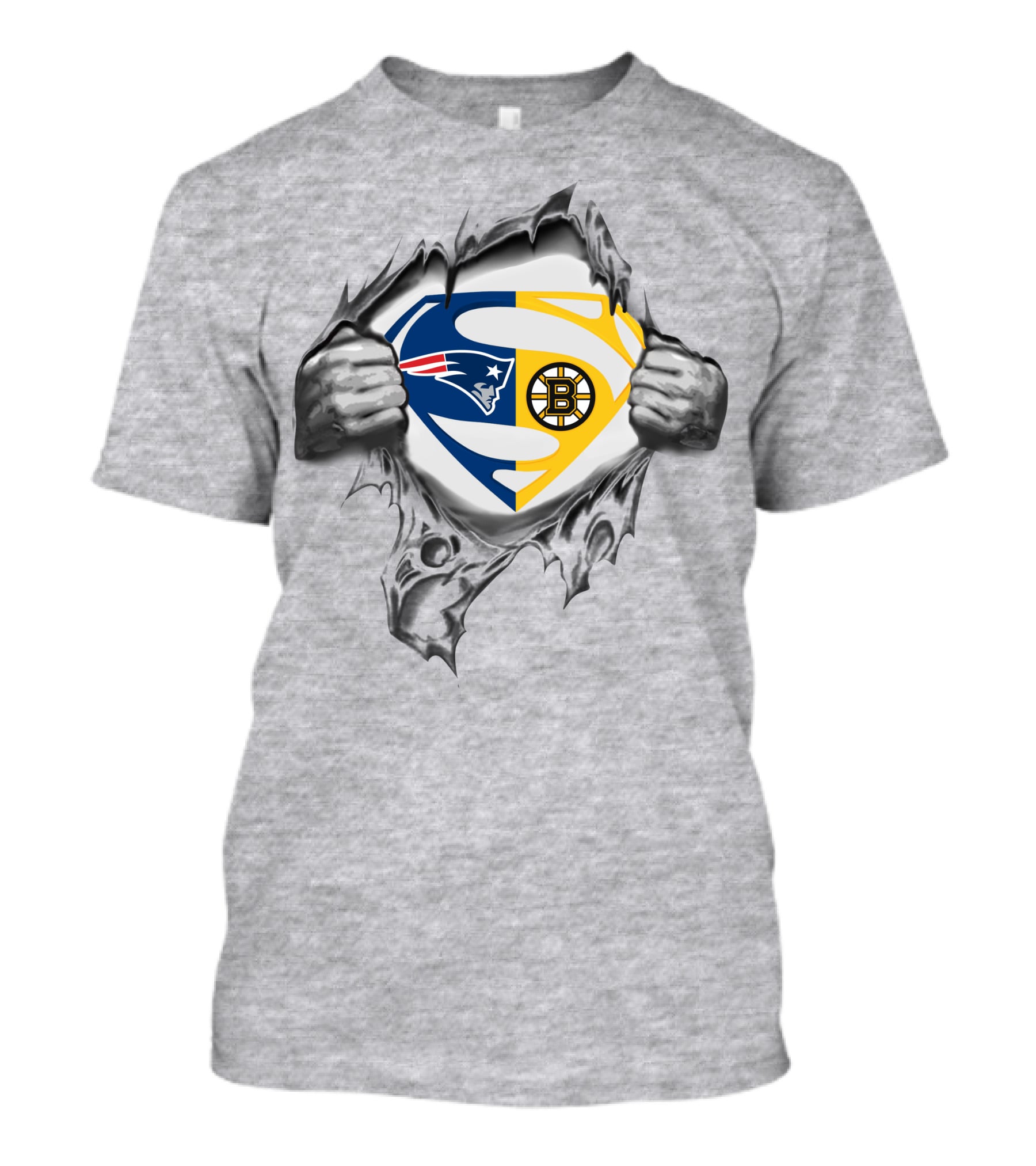 Patriots Boston Bruins Superman Logo Fusion T-Shirt