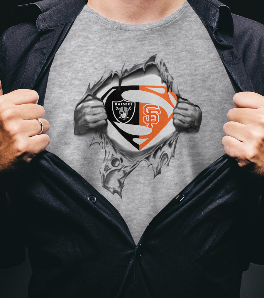Raiders San Francisco Giants Superman Logo Rip T-Shirt
