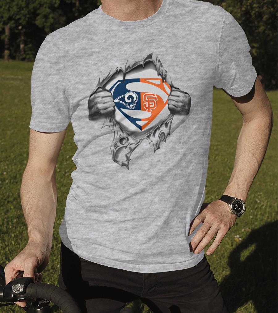 Rams San Francisco Giants Superman Logo Fusion T-Shirt