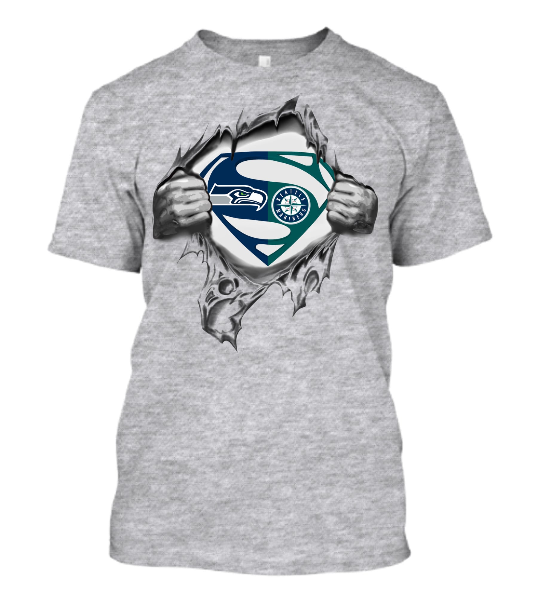 Superman Seattle Seahawks Mariners Logo Mashup T-Shirt