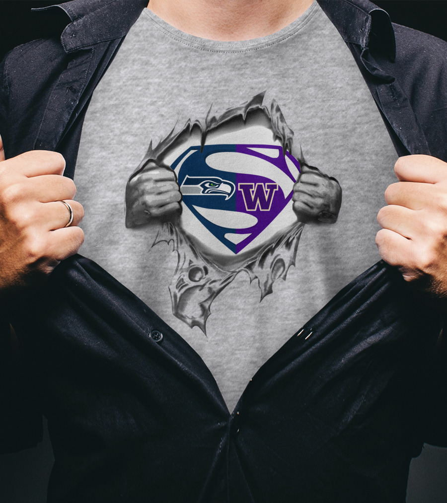 Seahawks Washington Huskies Superman T-Shirt