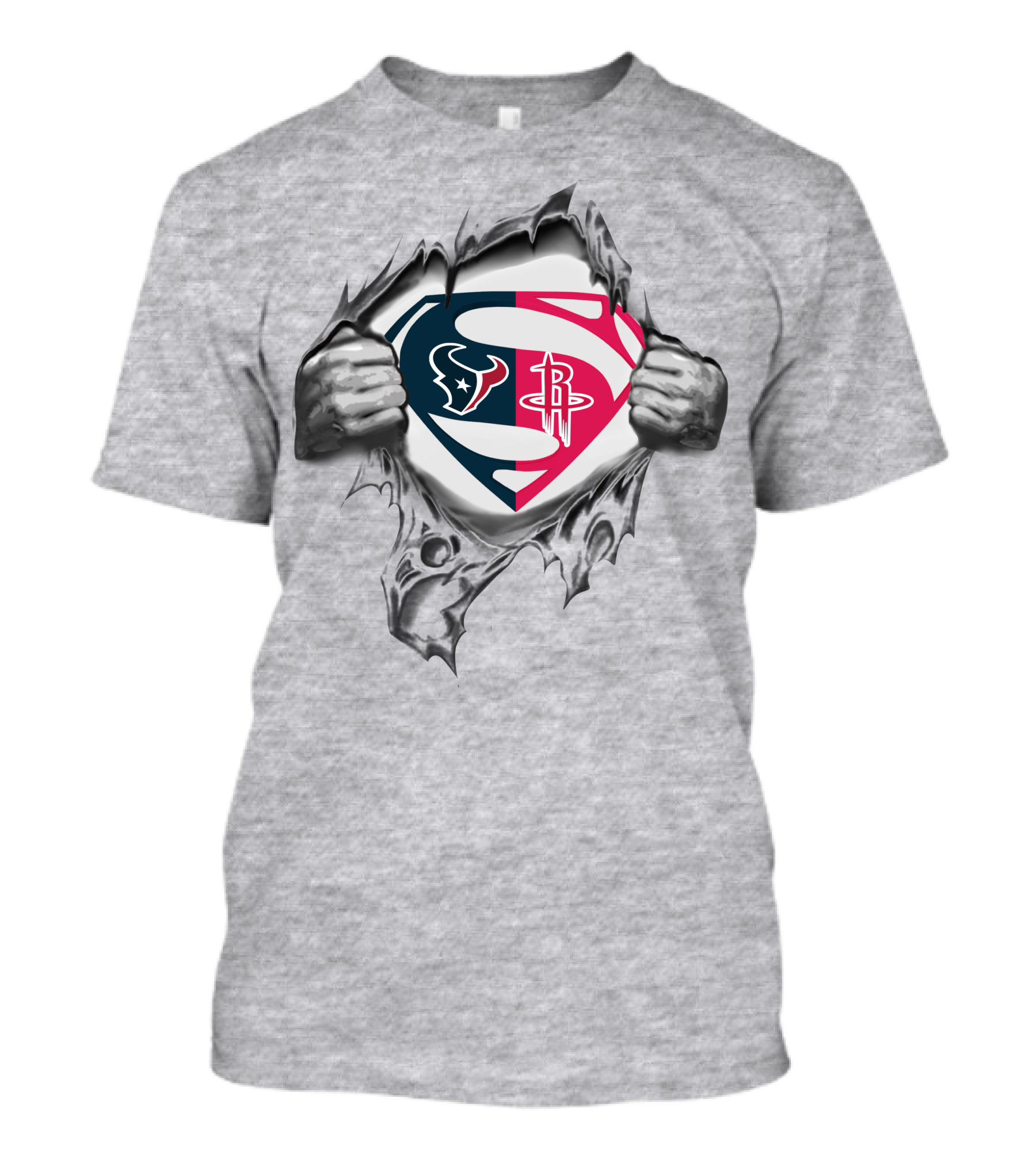 Houston Texans Rockets Superman Logo Combination T-Shirt