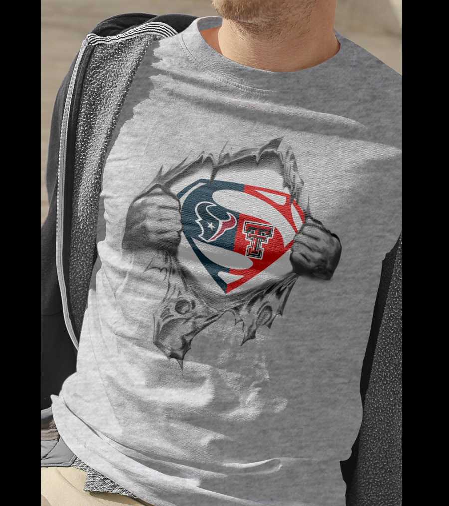 Texans Texas Tech Red Raiders Superman Logo Fusion T-Shirt