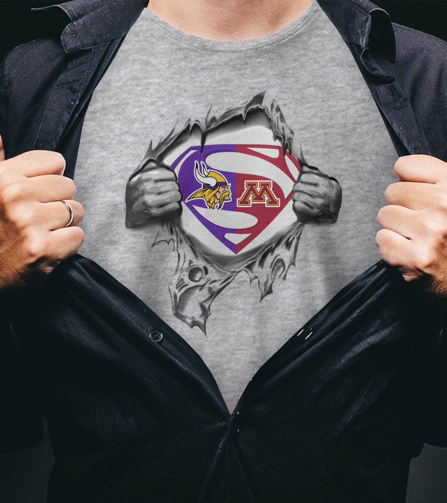 Minnesota Vikings Golden Gophers Superman Logo Shield T-Shirt