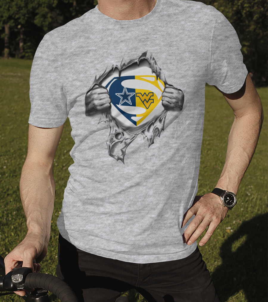 Cowboys West Virginia Mountaineers Superman Logo Fusion T-Shirt