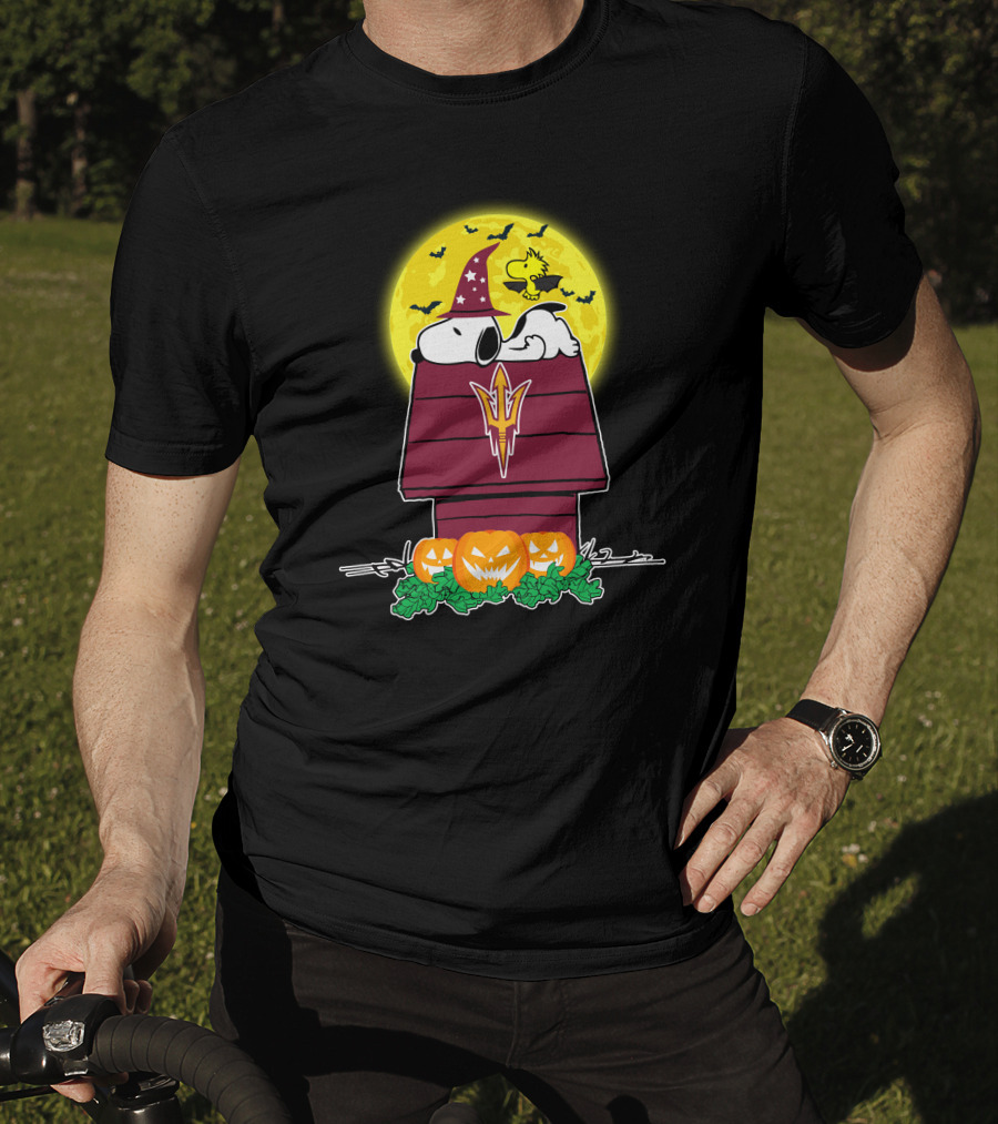Arizona State Sun Devils Snoopy Halloween Full Moon Pumpkin Patch T-Shirt