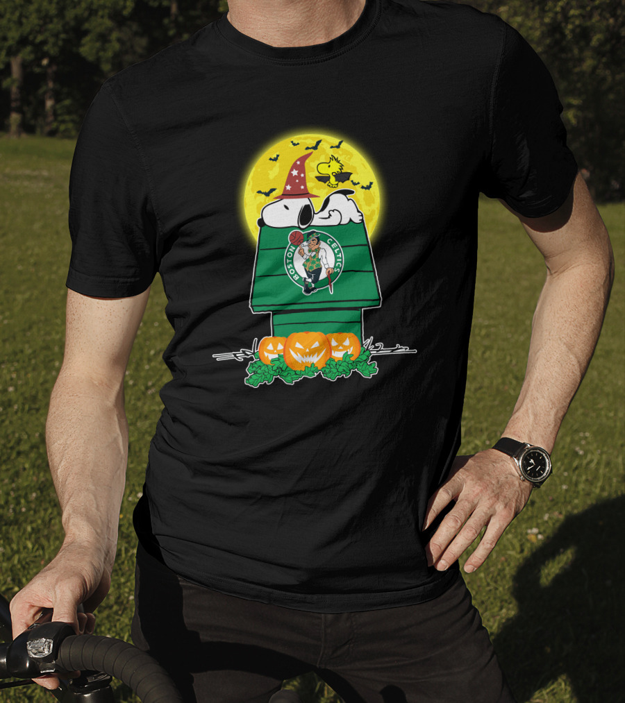Snoopy Boston Celtics Halloween Moon Pumpkins T-Shirt