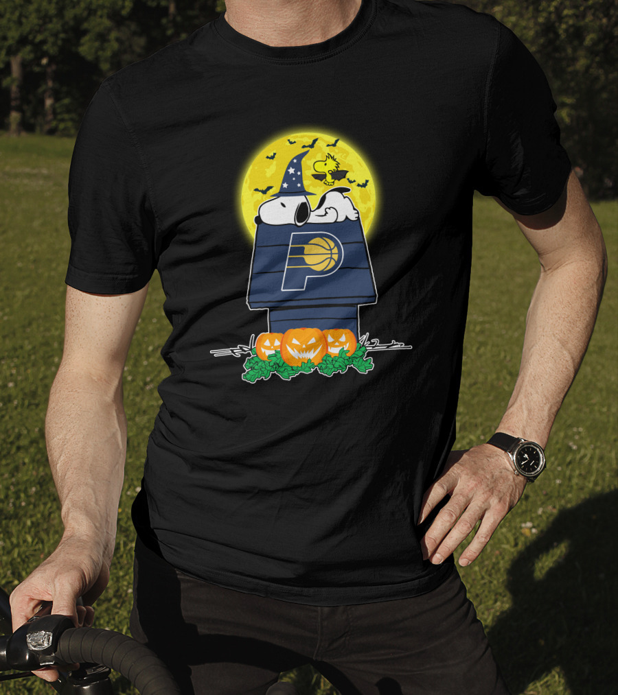 Indiana Pacers Snoopy Woodstock Halloween Moon Pumpkins T-Shirt