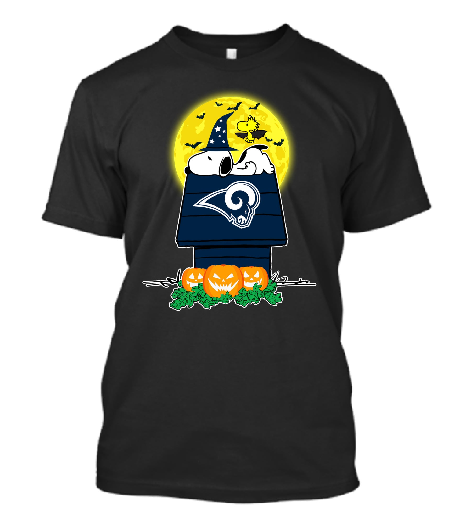 Los Angeles Rams Snoopy Halloween Peanuts Jack-O'-Lanterns Full Moon T-Shirt